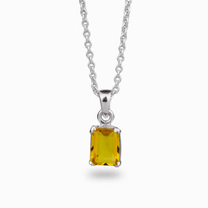 Yellow rectangle Citrine necklace made in earth