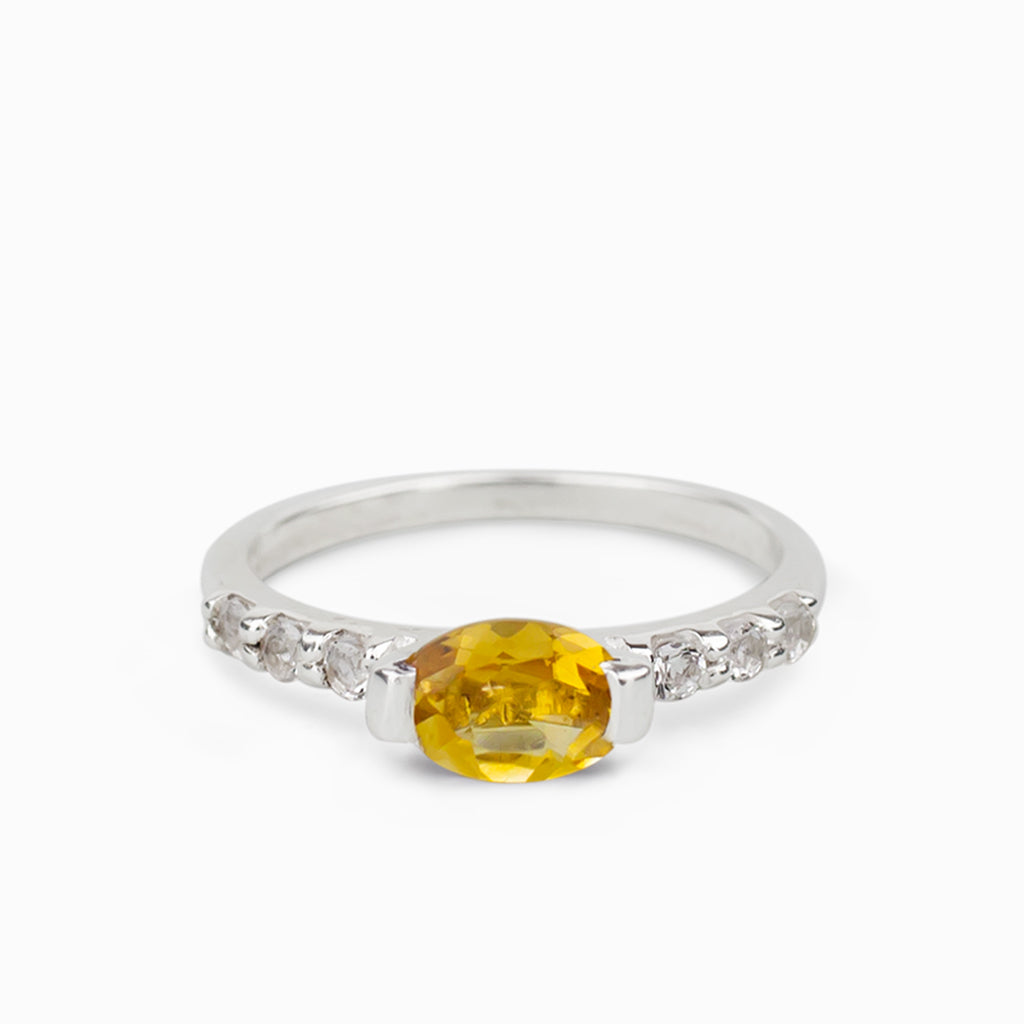 Yellow Citrine and White Topaz Ring Made in Earth