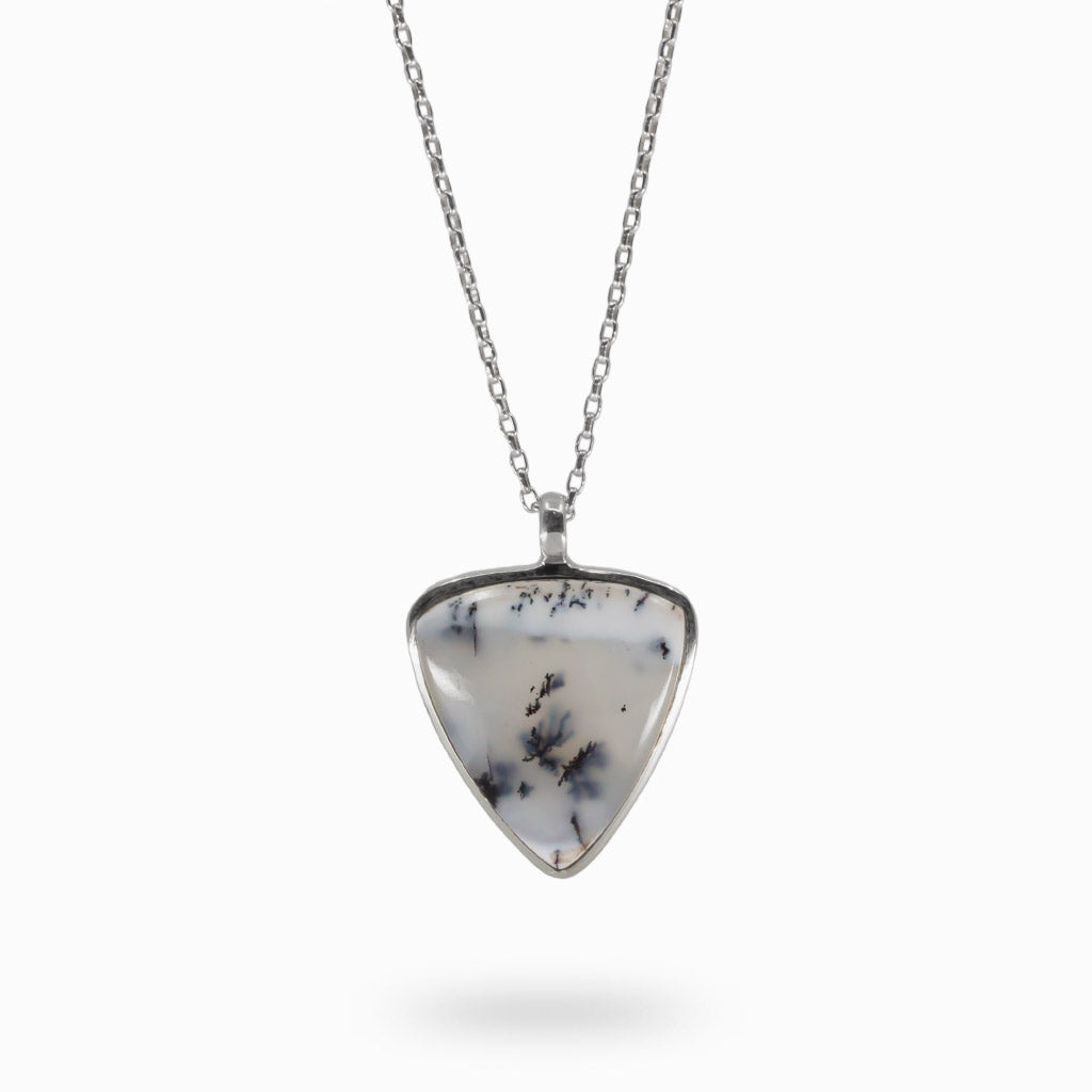 Triangle Cabochon Dendritic Opal Necklace