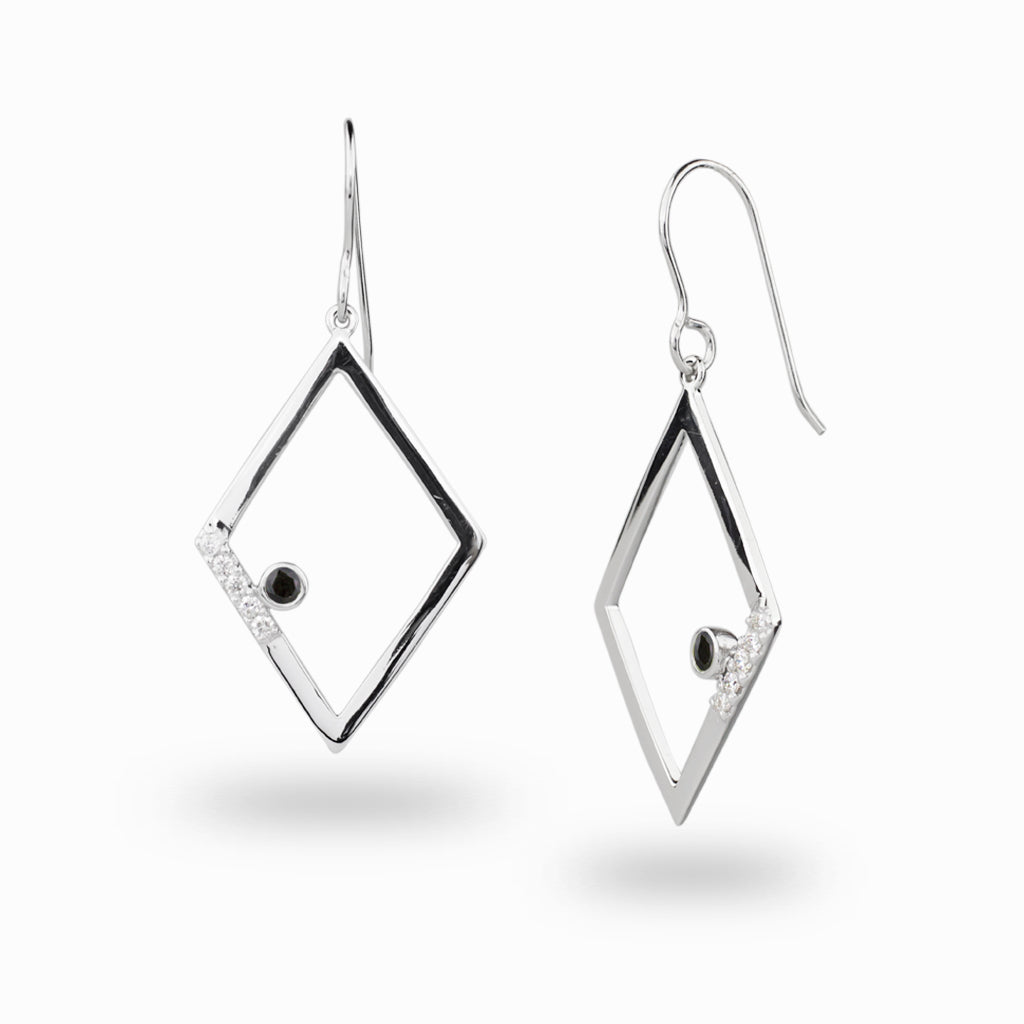 Diamante: Black Spinel & Diamond Drop Earrings