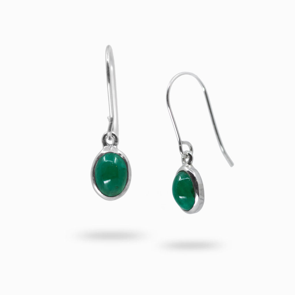 Cabochon oval emerald drop earrings