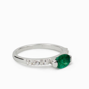 Emerald & White Topaz Ring