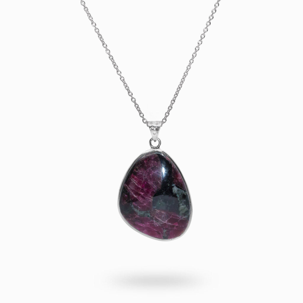 Sterling Silver Black and Violet organic shape Eudialyte Necklace