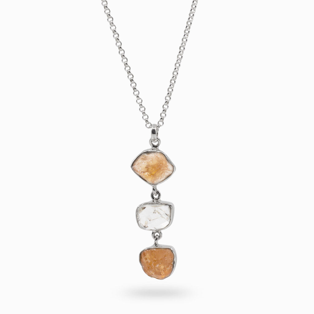 Grossular Garnet & Herkimer Diamond Necklace