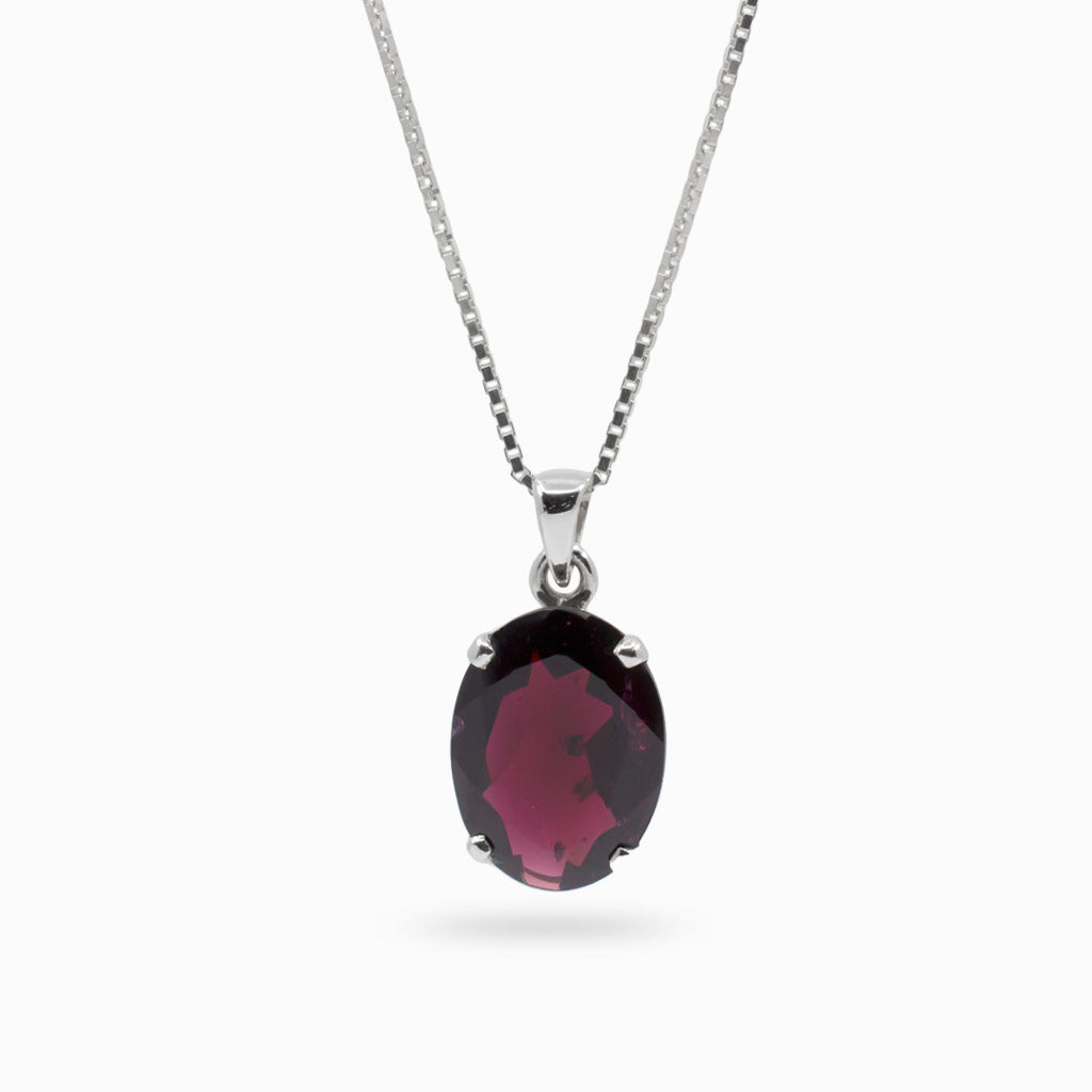 Faceted Oval Garnet-Alamadine Necklace Made in Earth