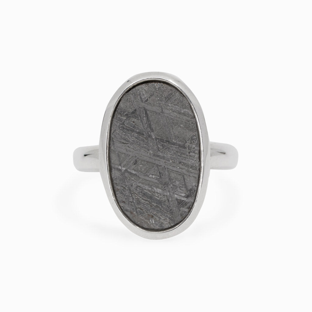 Grey textured Gibeon Meteorite Ring Made in Earth