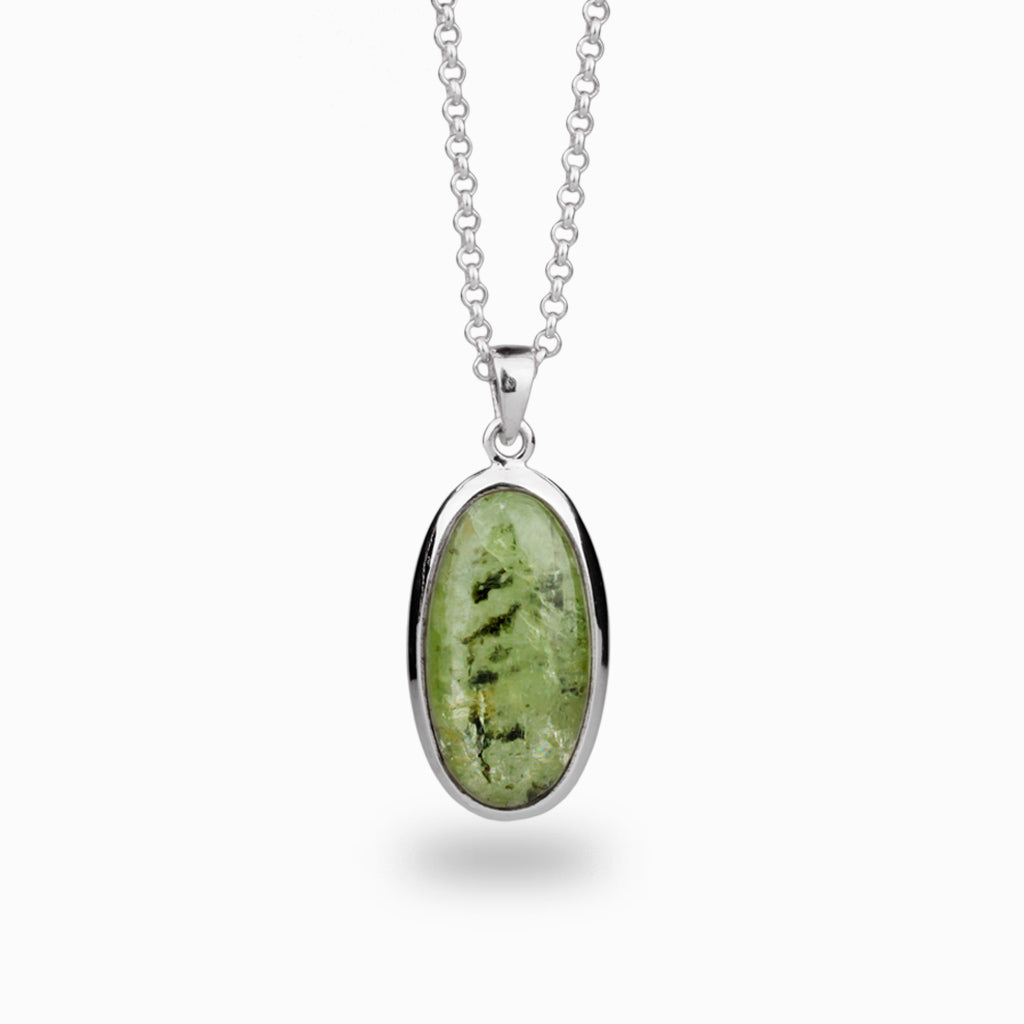 Oval Green Hued Kyanite Necklace made in earth