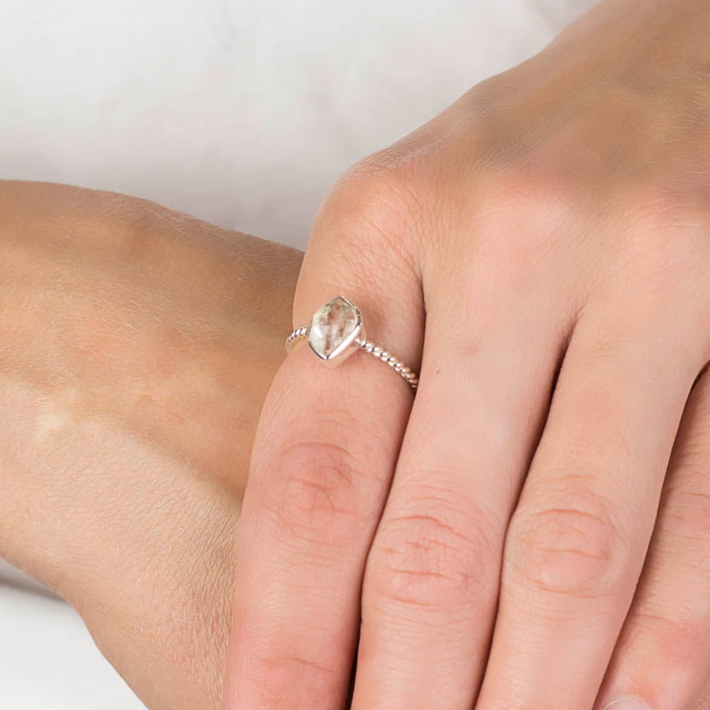 Herkimer Diamond Ring on Model