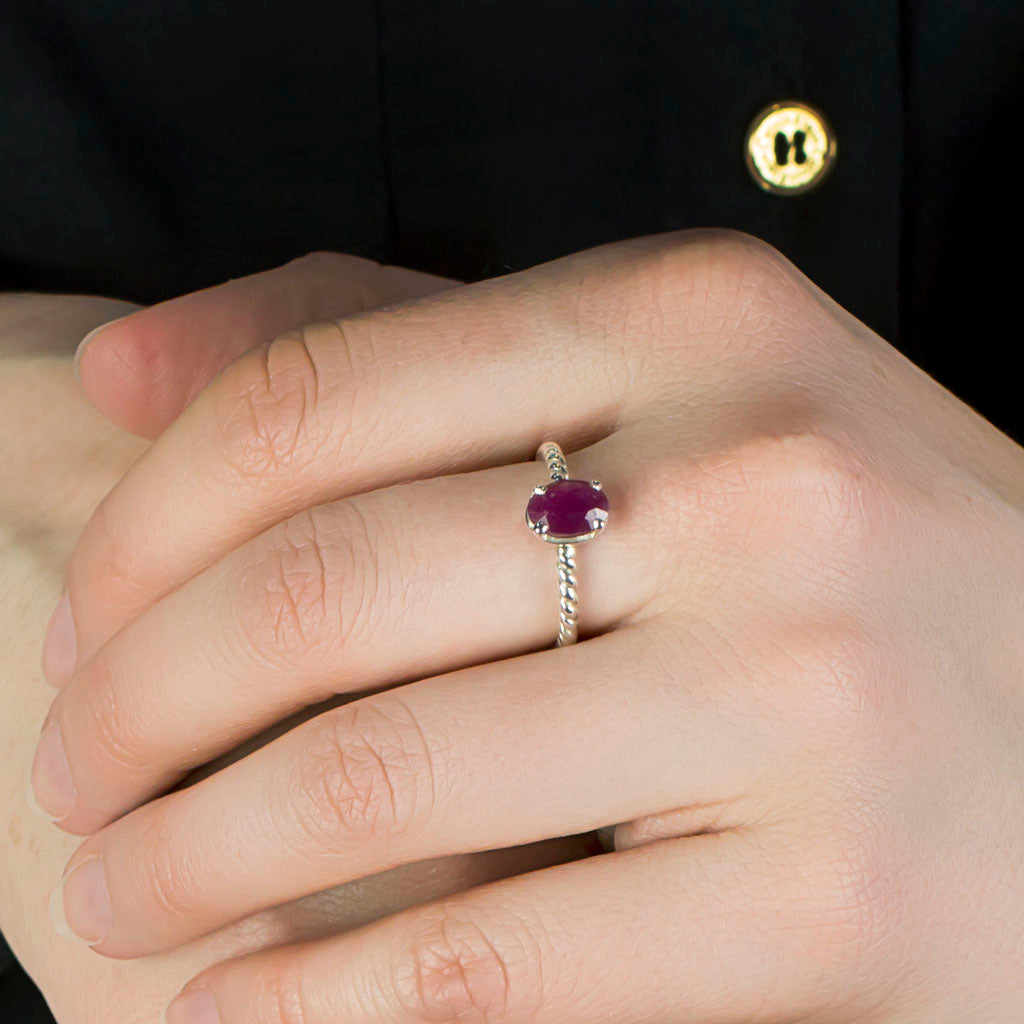 Violet Ruby Oval Ring