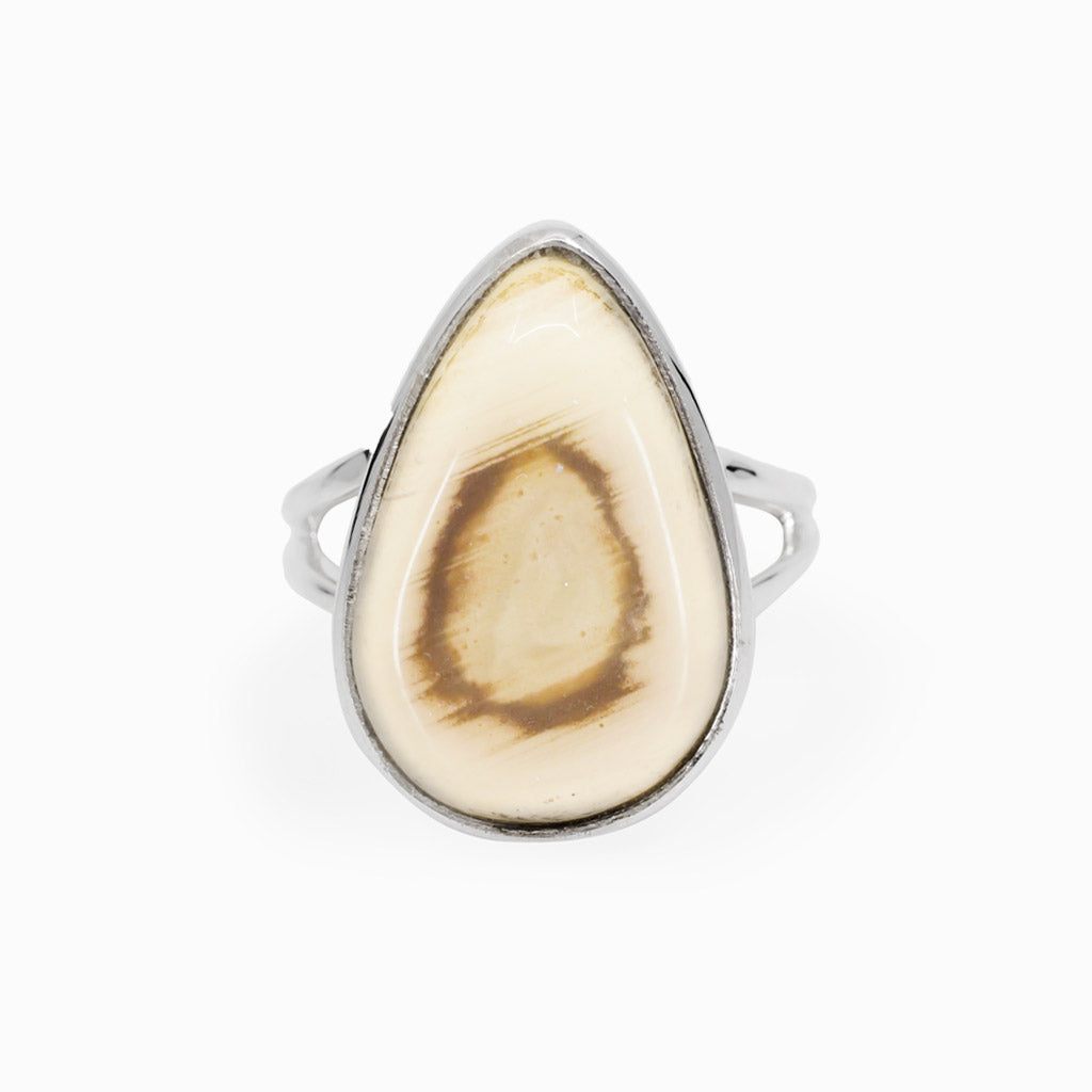 Translucent Orange Light Brown with brown Imprint in the shape of a Circle Imperial Jasper Ring Made in Earth