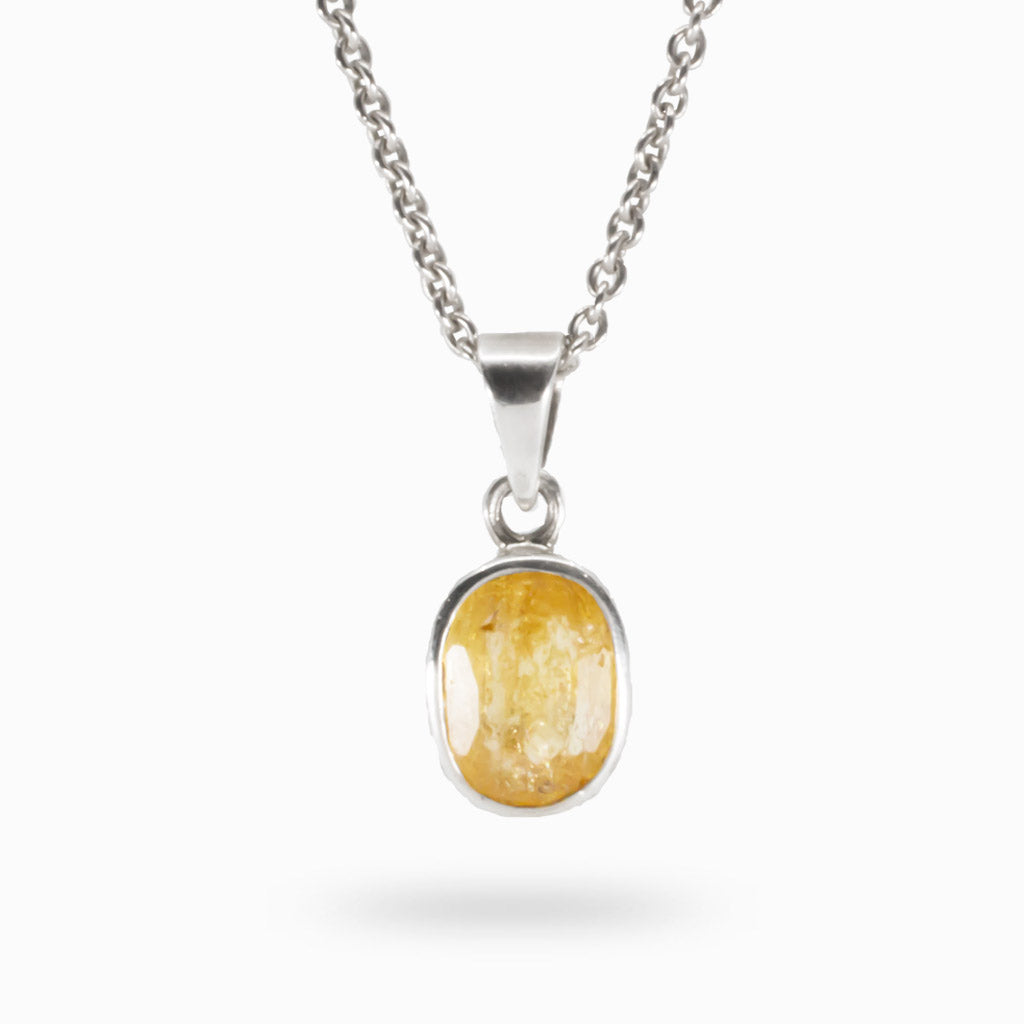 Oval Textured Yellow Gold Topaz Necklace