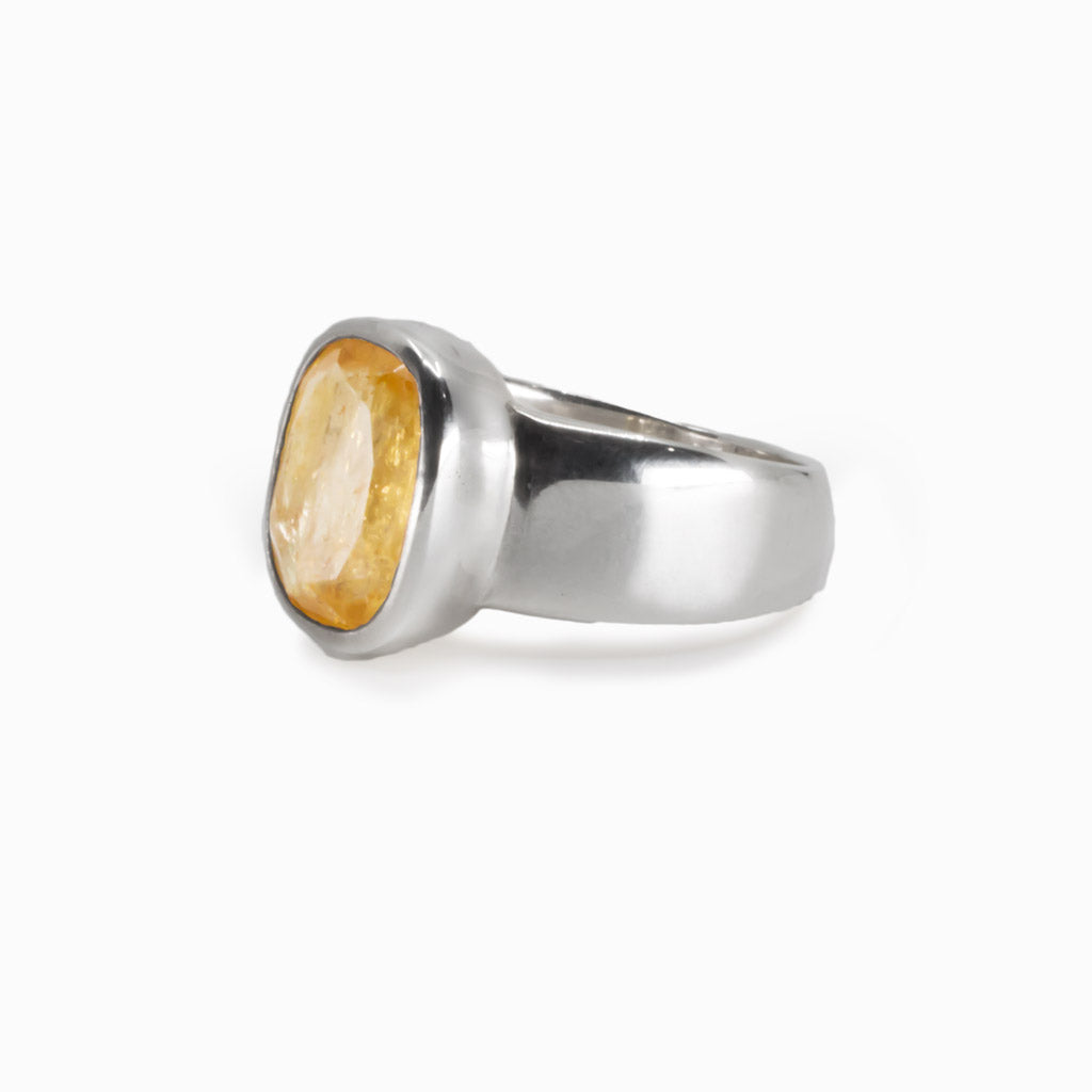 Yellow topaz silver on sale ring