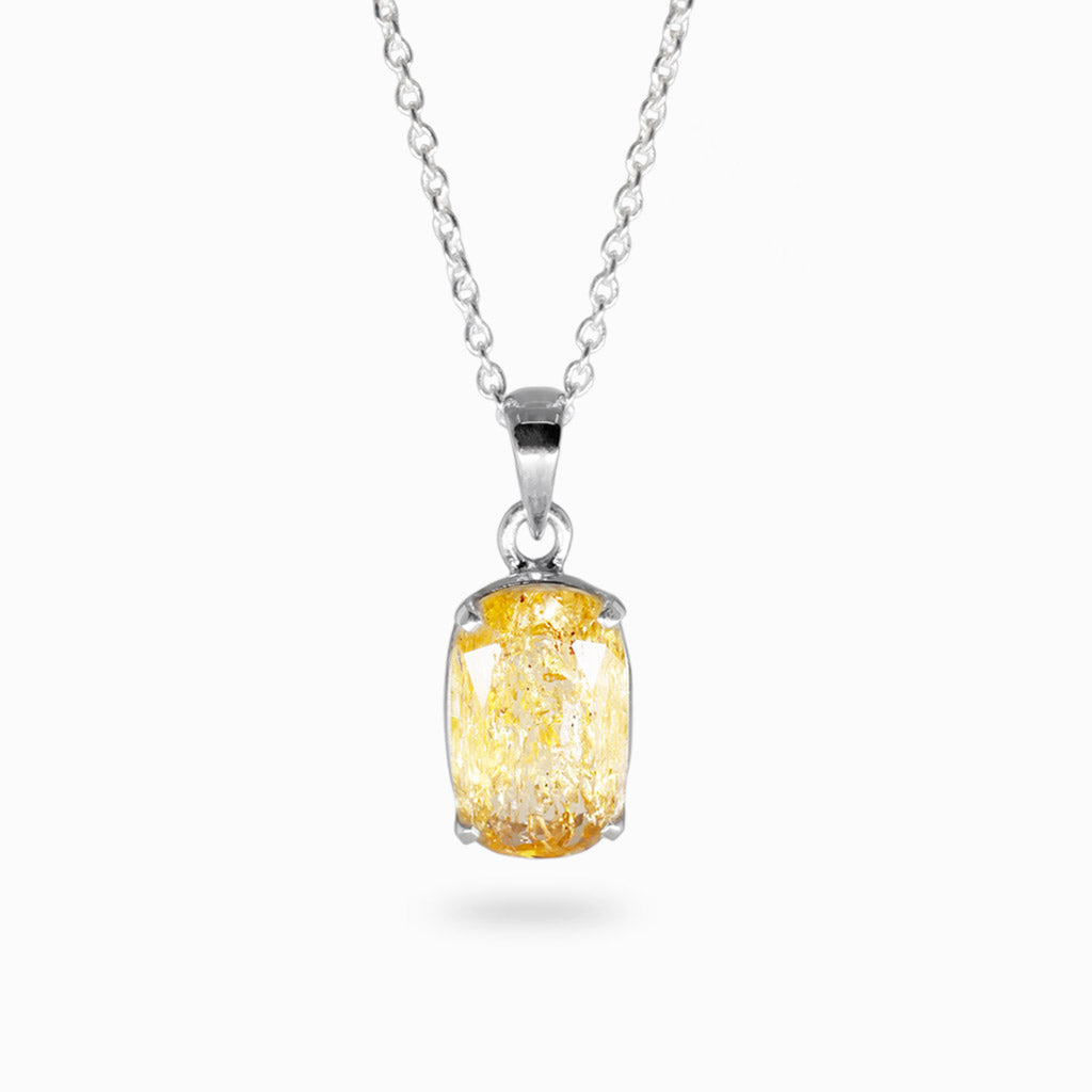 Rounded rectangle Yellow Golden Topaz Necklace