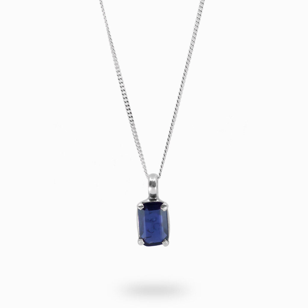 faceted rectangle faceted Iolite necklace