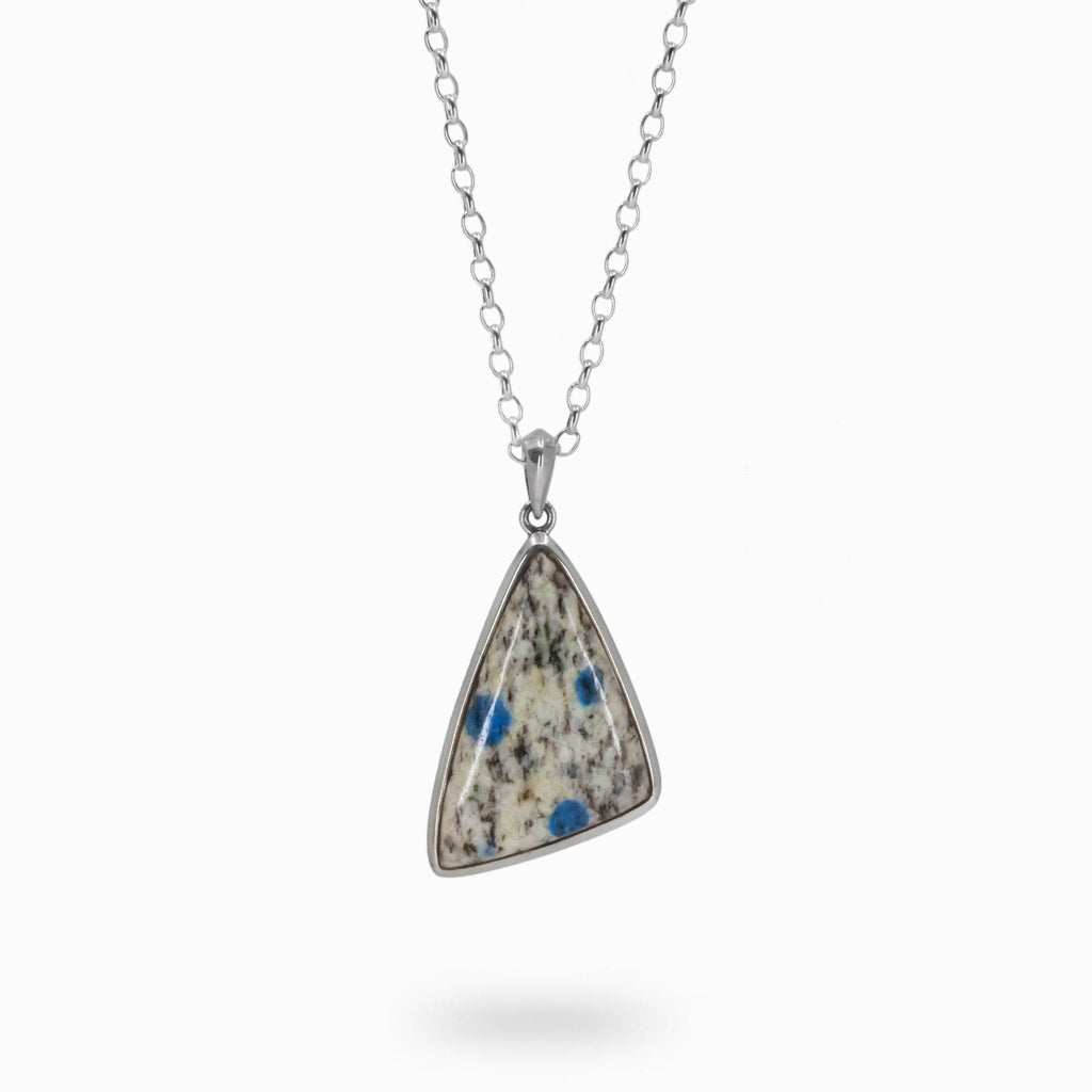 Triangular K2 Jasper Cabochon Necklace in Sterling Silver