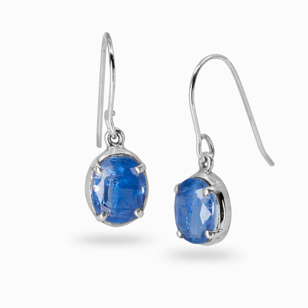 Blue Kyanite Faceted Oval Drop Earrings Made In Earth