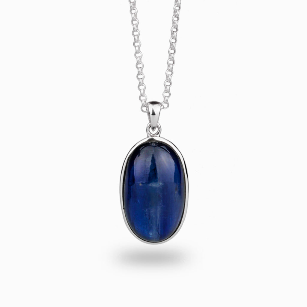 Dark Blue Oval Kyanite Necklace 