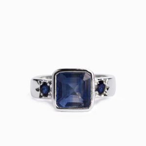 Dark Blue Kyanite & Sapphire Ring Made in Earth