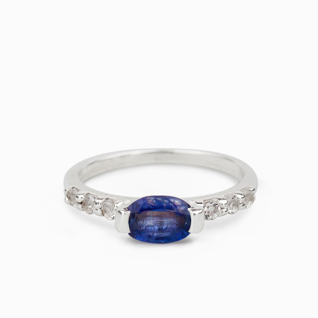 Blue Kyanite & White Topaz Ring Made in Earth
