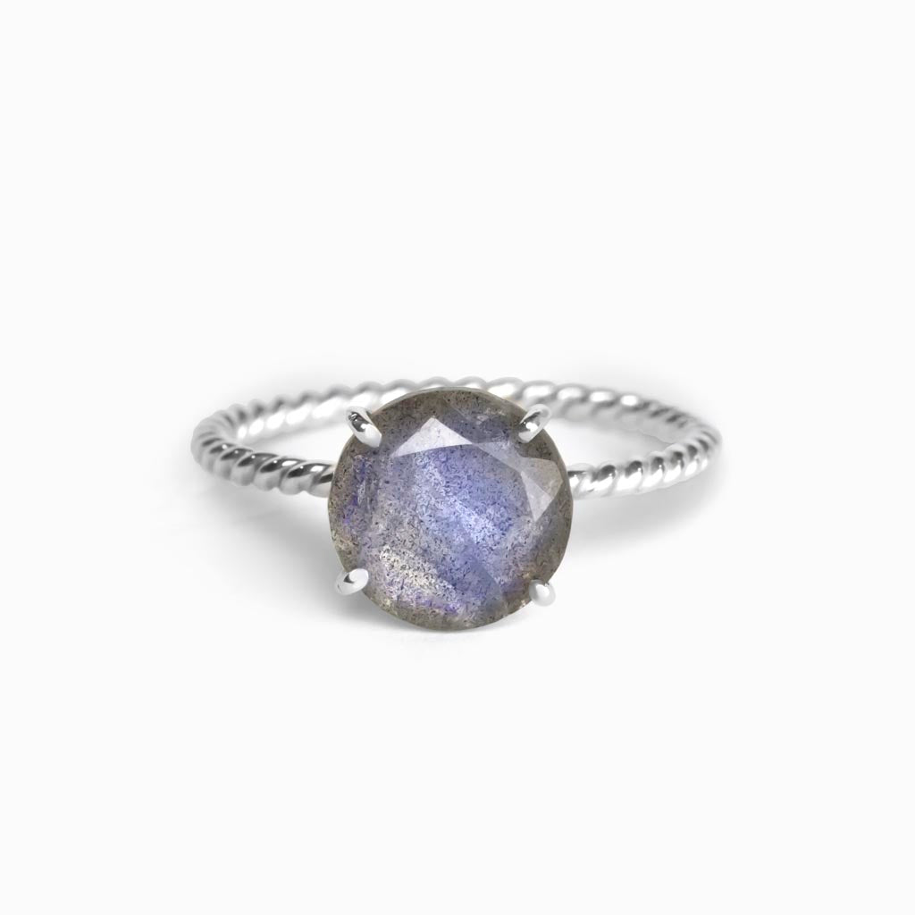 Grey Purple Labradorite Ring Made in Earth