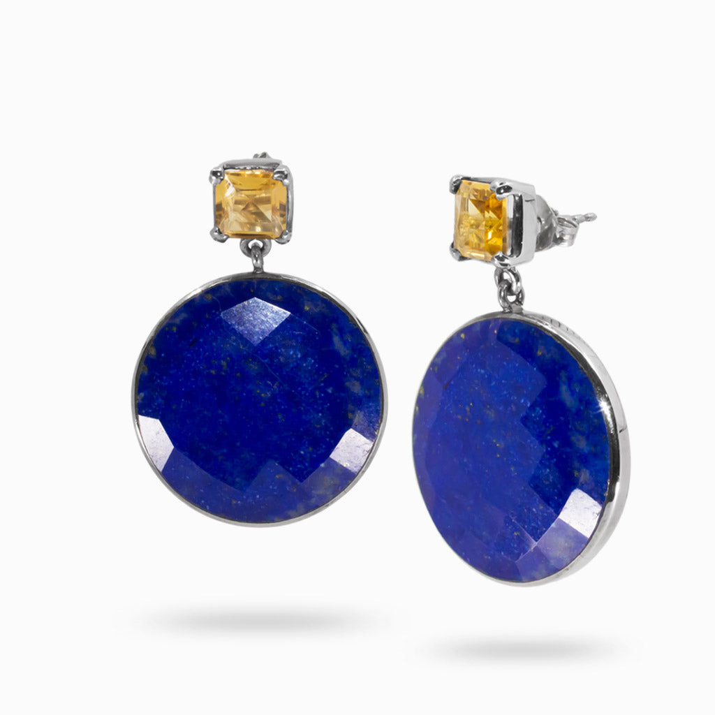 Lapis Lazuli & Citrine Drop Earrings