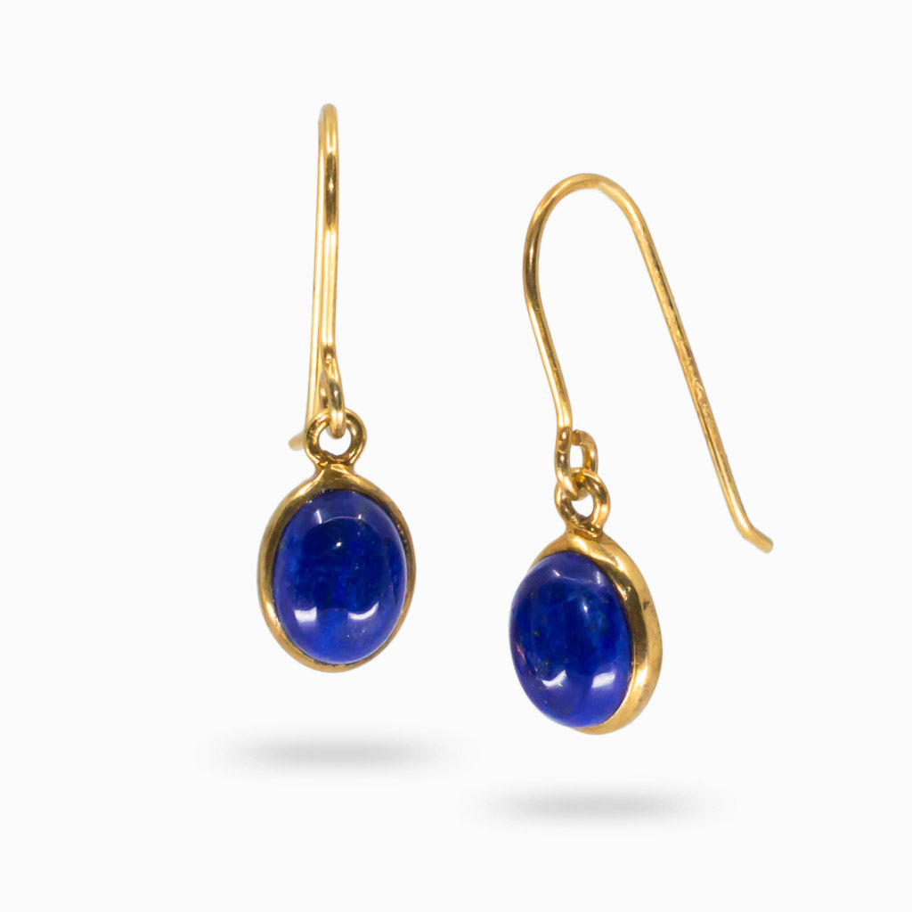 Yellow Gold Lapis Lazuli Drop Earrings