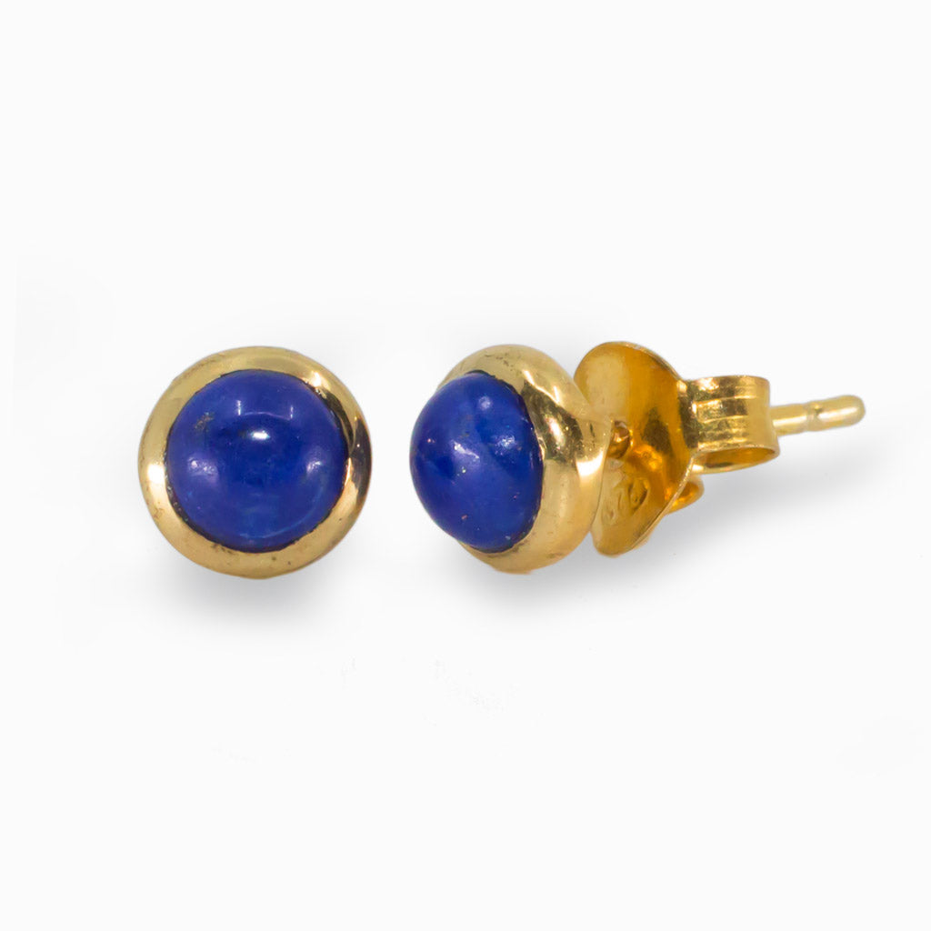 Yellow Gold Lapis Lazuli Stud Earrings