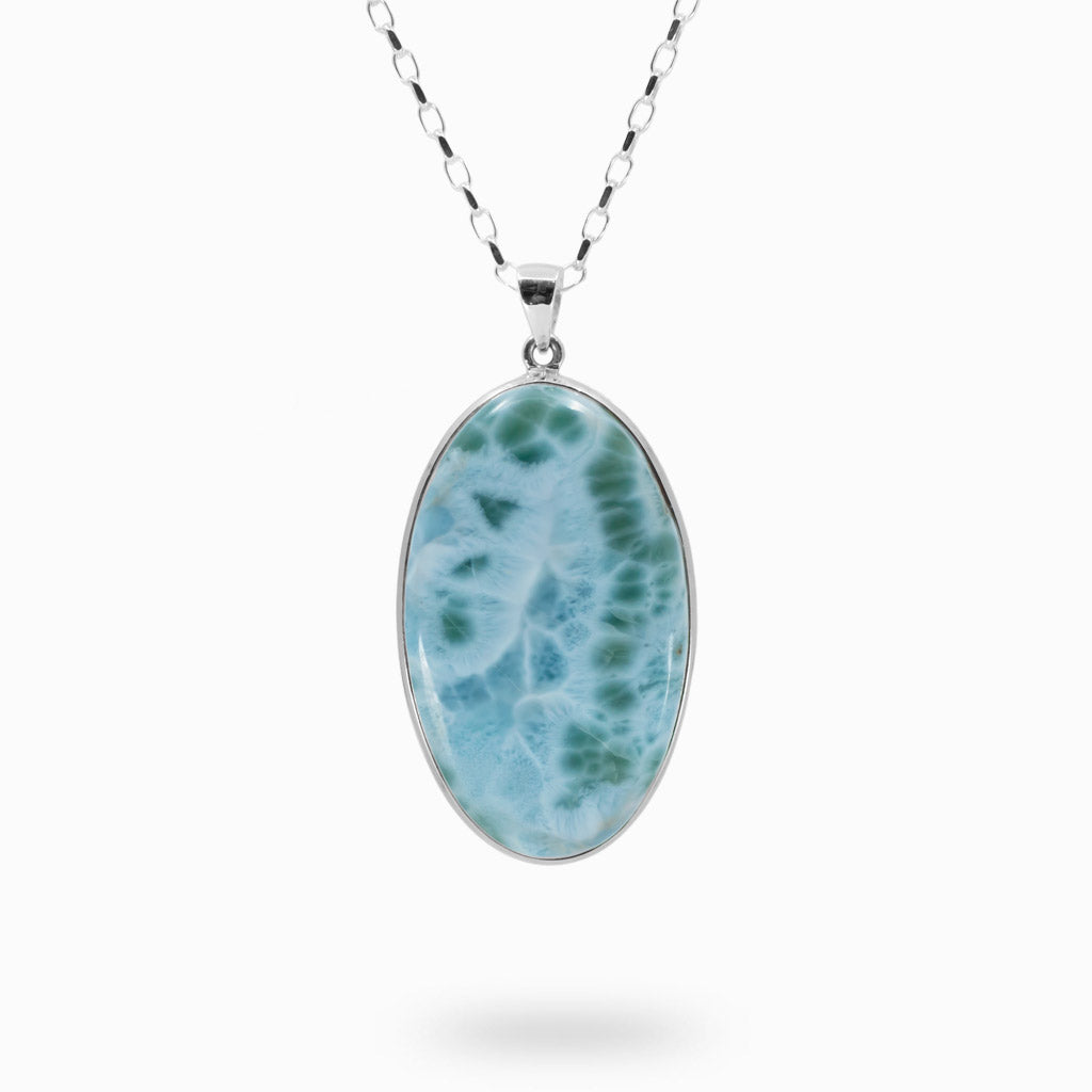 Blue and Green cabochon oval Larimar necklace