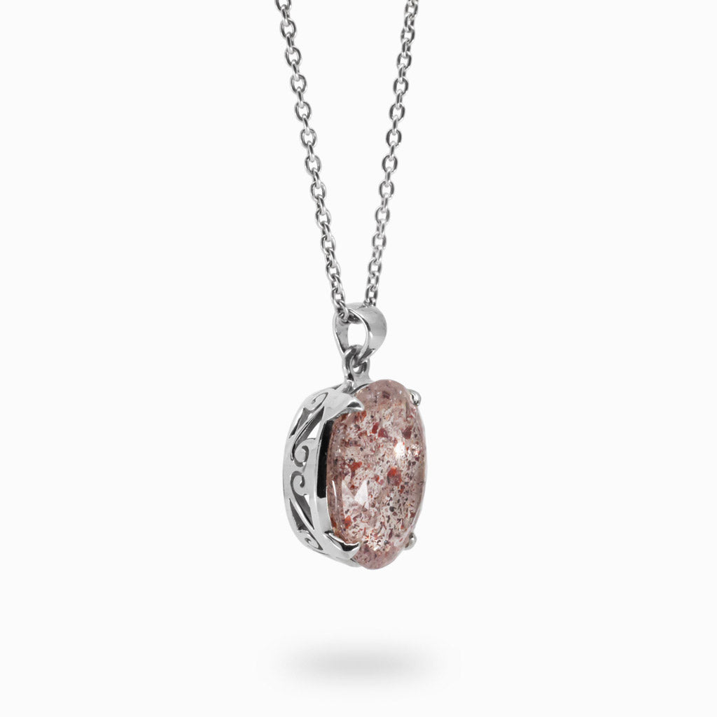 Lepidocrocite Necklace With fillagree on Side 