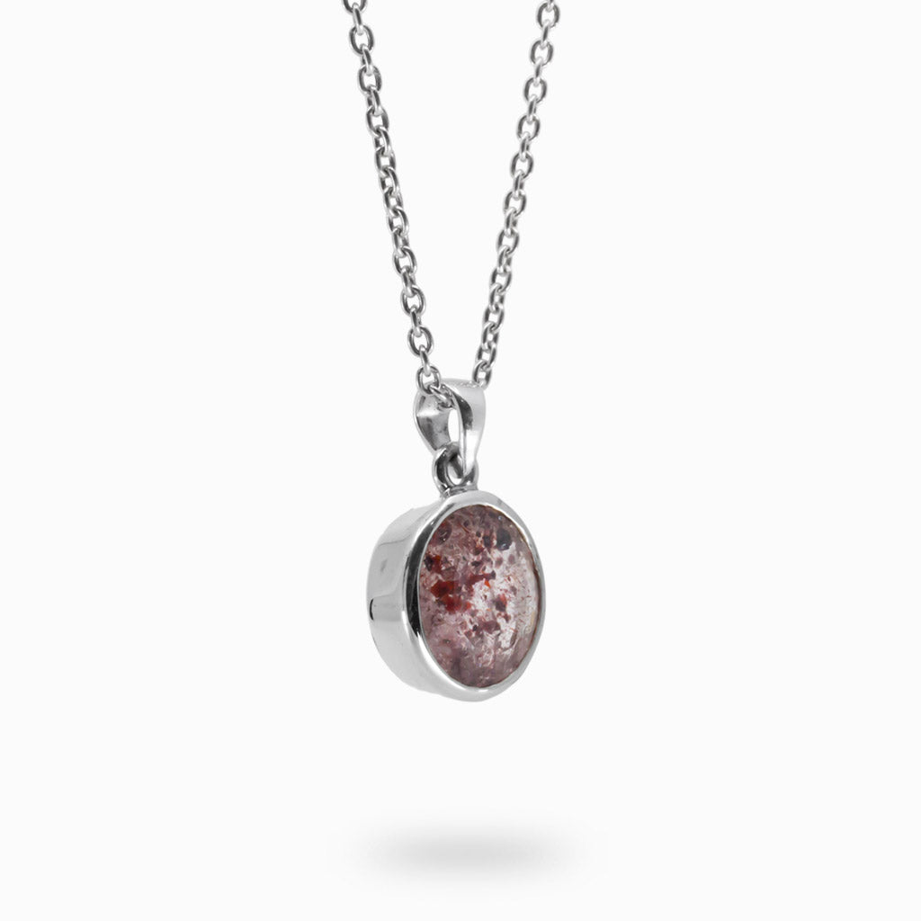 Round Faceted Lepidocrocite Necklace side profile