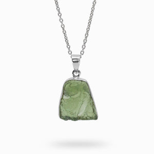 Light forest green translucent Moldavite necklace