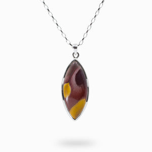 Yellow and Purple cabochon marquis Mookaite necklace