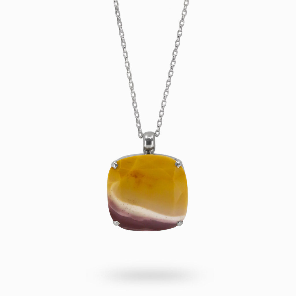Yellow and red Square Faceted Mookaite Necklace