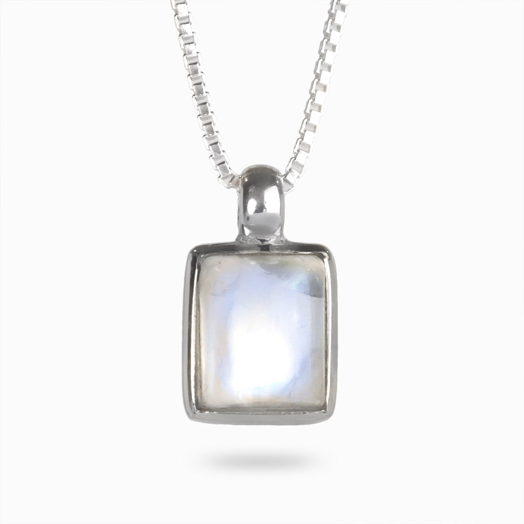 Rainbow Moonstone necklace cabochon square