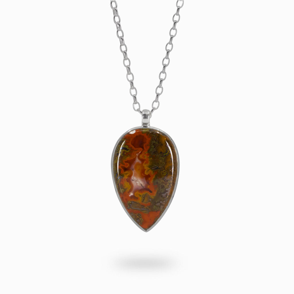 Cabochon Teardrop Moroccan Seam Agate Necklace Made In Earth