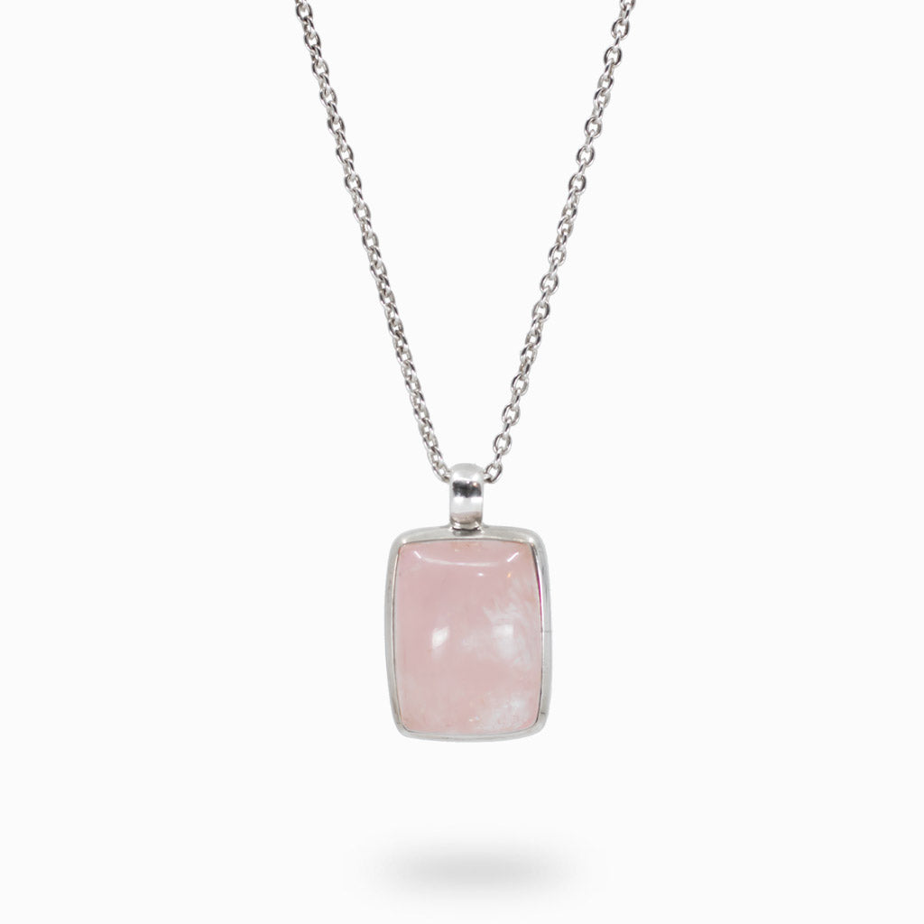 Cabochon Rectangle pink Morganite necklace