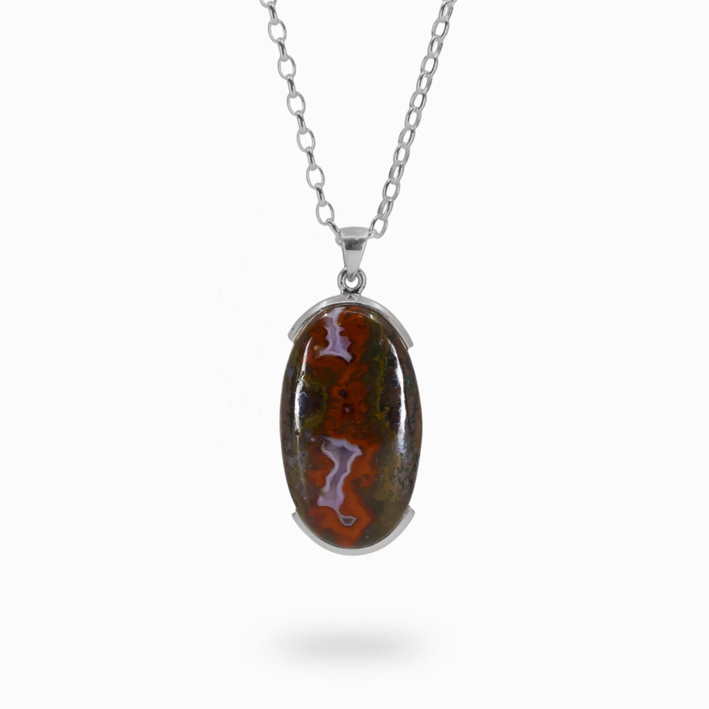 Oval Cabochon Moroccan Seam Agate Necklace Made In Earth