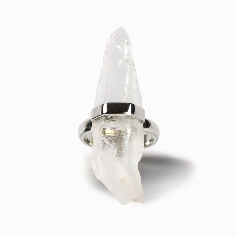 Clear Laser Quartz Wand Ring Made in Earth