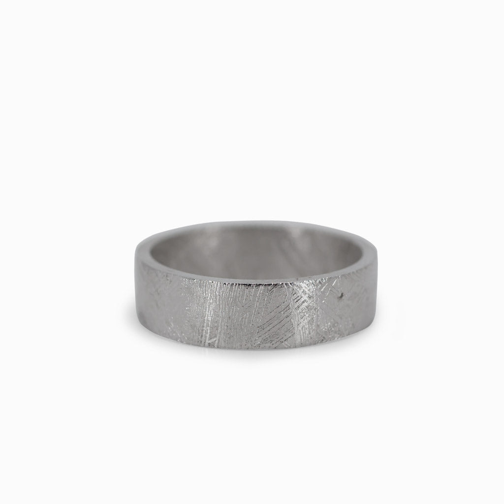 Muonionalusta Meteorite Silver Ring Flat Band Made in Earth