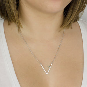 Triangulo: Emerald & Diamond Necklace on Model