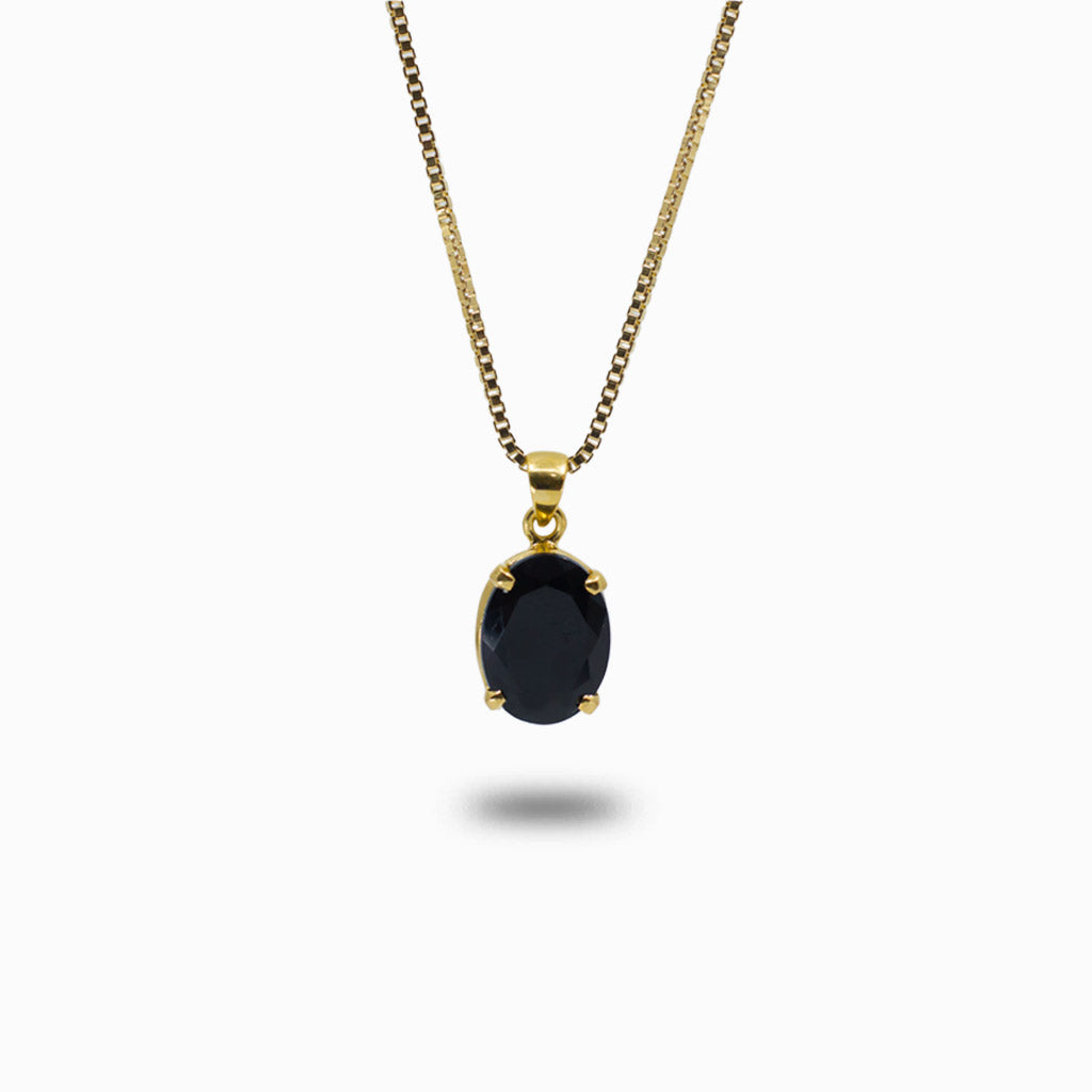 faceted onyx oval Onyx Necklace