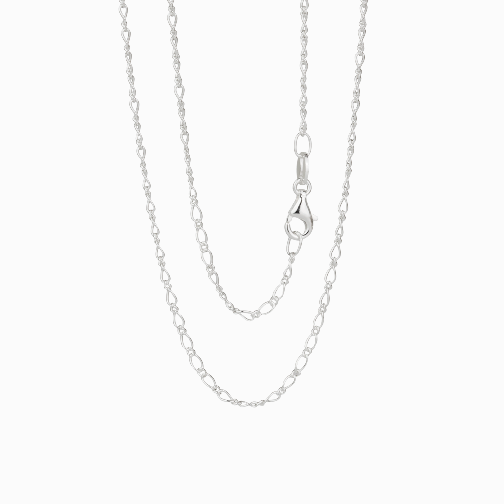 Sterling Silver Oval Cut Figaro Chain
