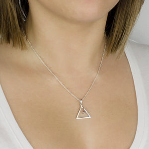 Triangulo: Ruby & Diamond Pendant on Model
