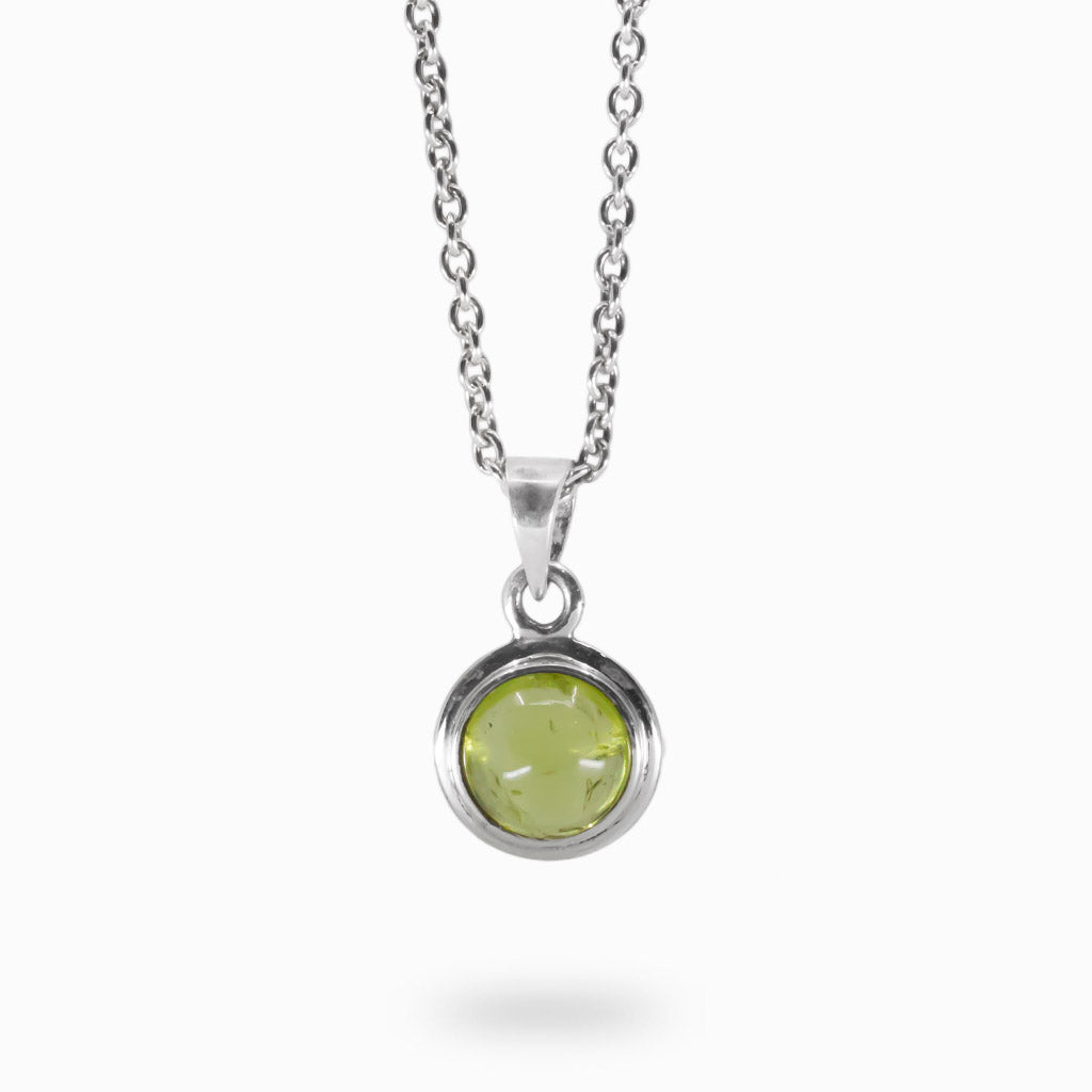 Peridot round cabochon necklace made in earth