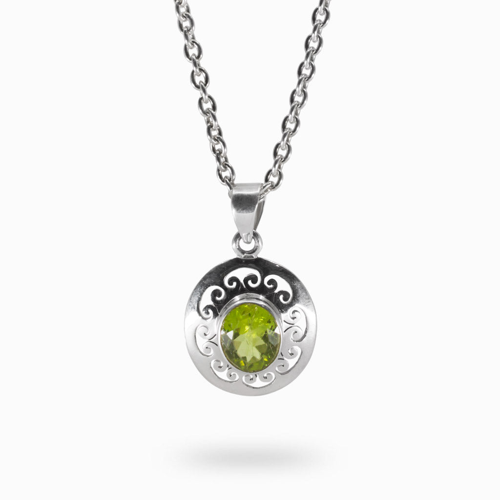 Faceted Peridot necklace with Filigree Made In Earth