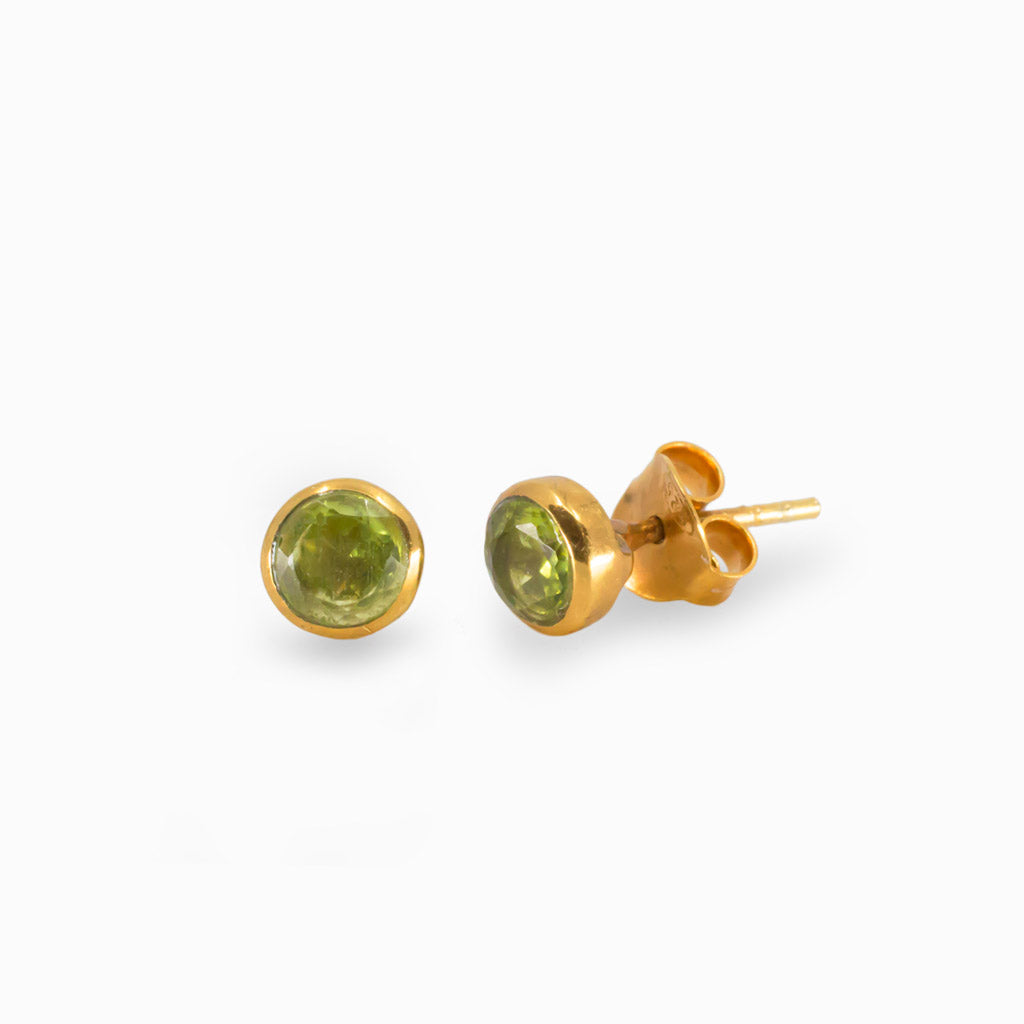 Yellow Gold Vermeil Peridot Studs Made In earth