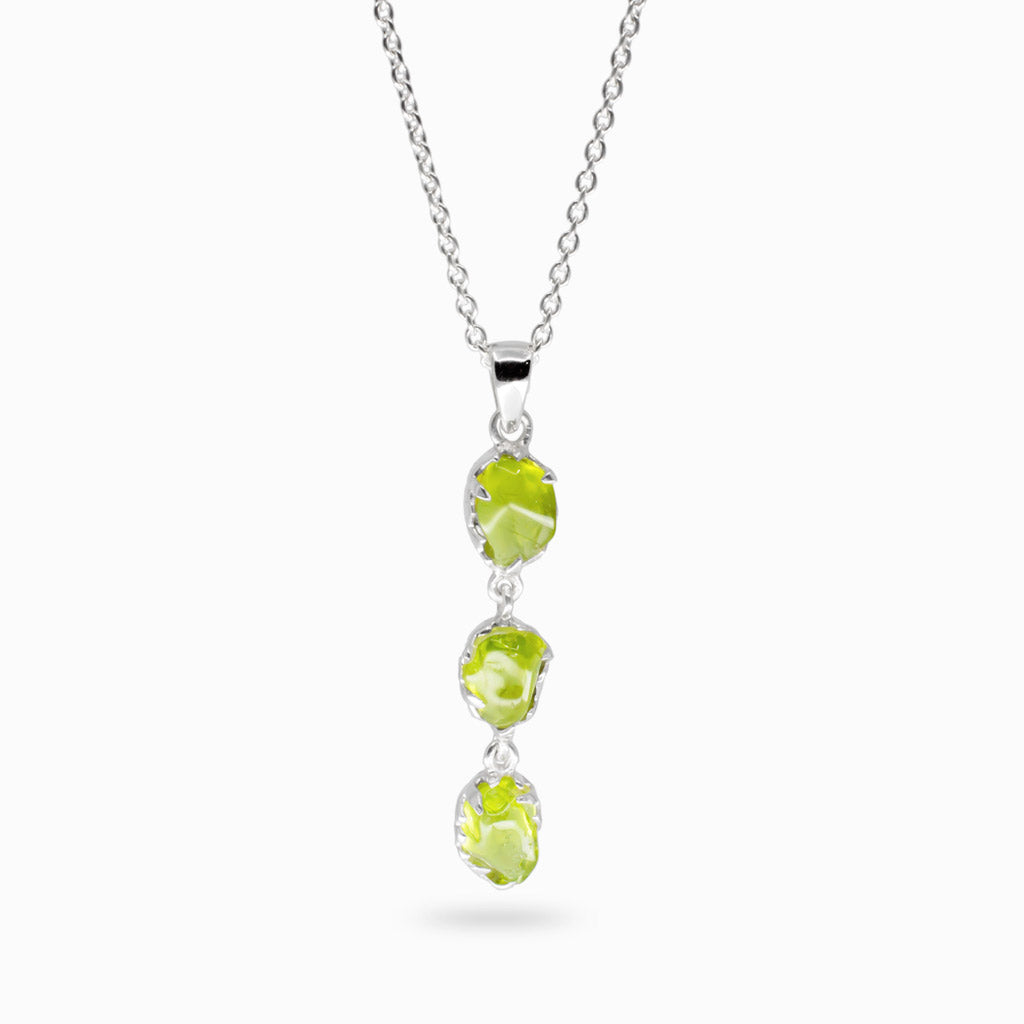 Raw natural green Peridot necklace Made In Earth
