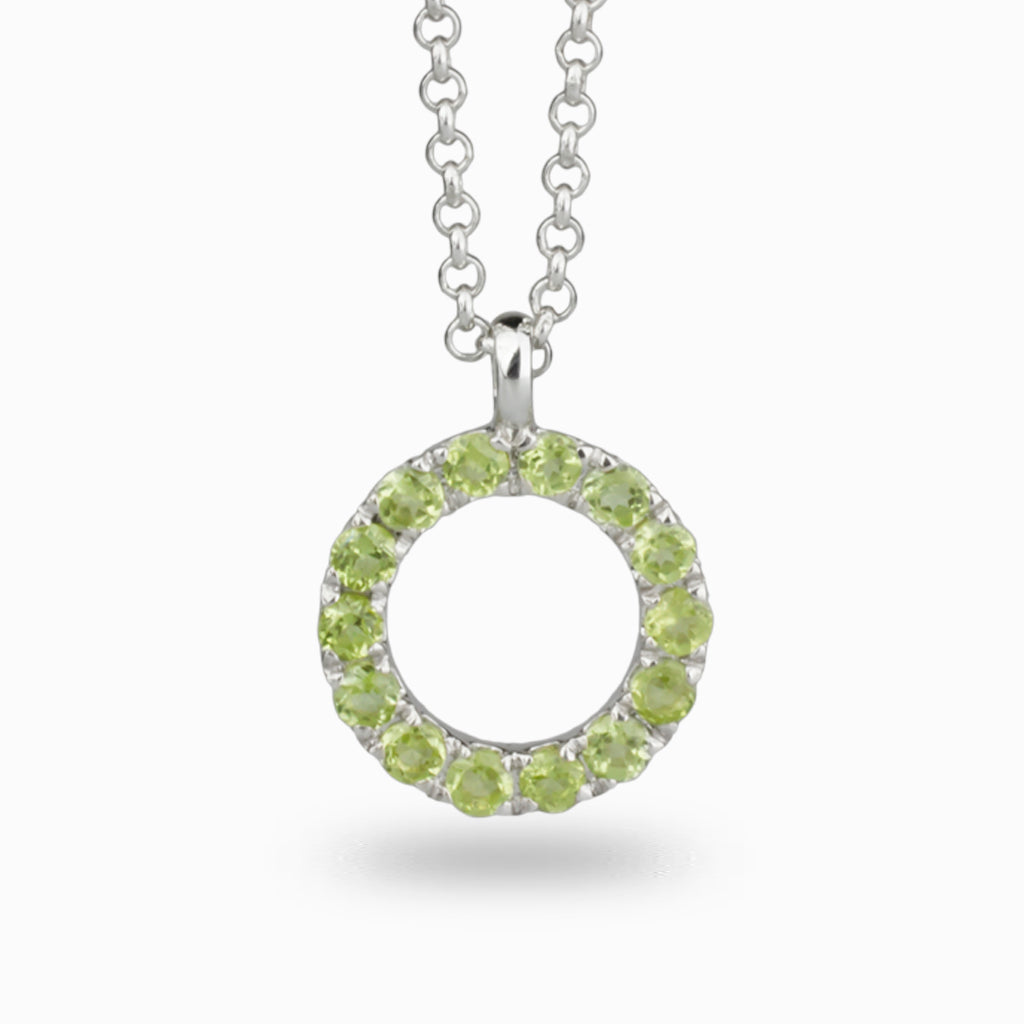 Faceted Peridot circle necklace Made In Earth