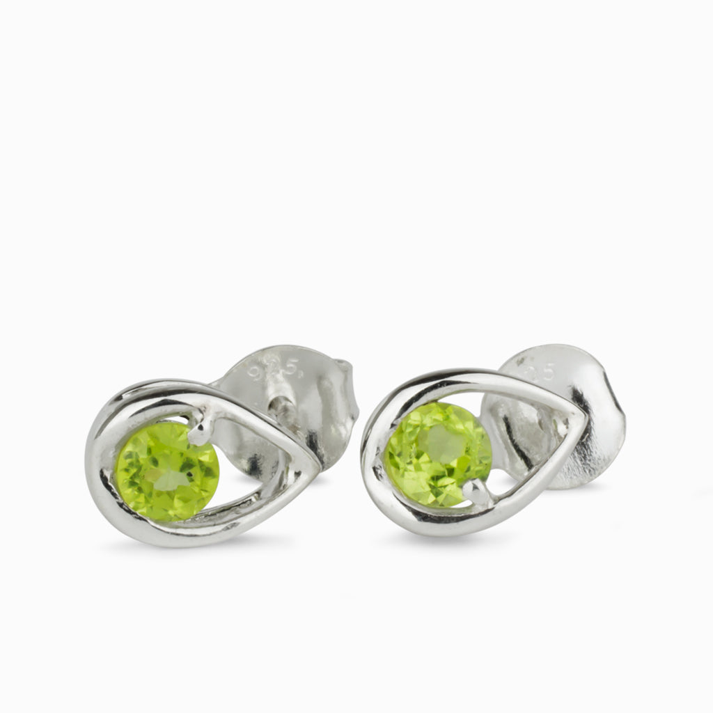 Faceted Peridot Stud Earrings Made In earth