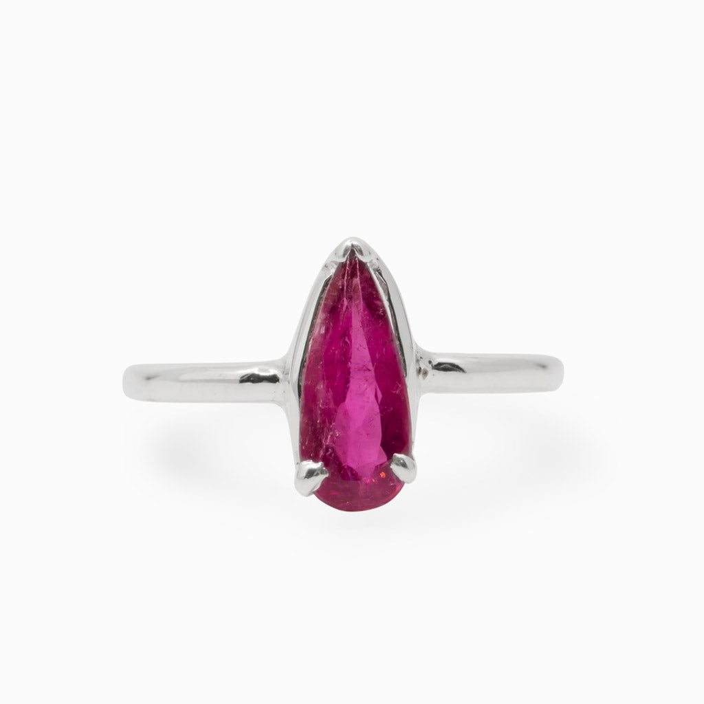 Deep Pink Long Triangle Tourmaline Ring Made in Earth